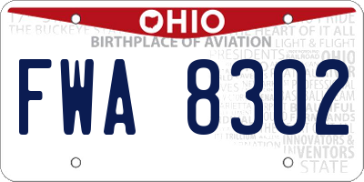 OH license plate FWA8302