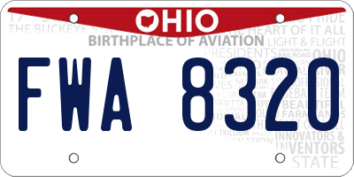 OH license plate FWA8320