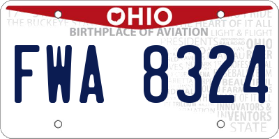 OH license plate FWA8324