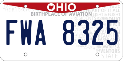 OH license plate FWA8325