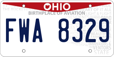 OH license plate FWA8329