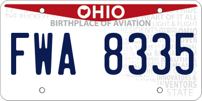 OH license plate FWA8335