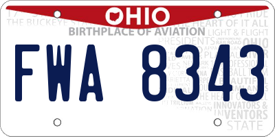 OH license plate FWA8343