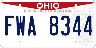 OH license plate FWA8344