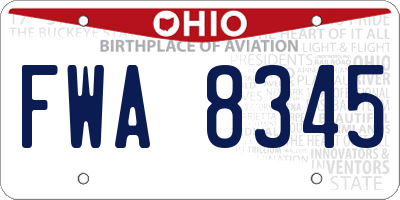 OH license plate FWA8345