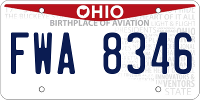 OH license plate FWA8346