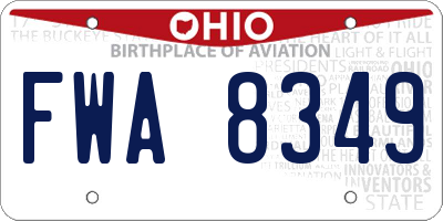 OH license plate FWA8349