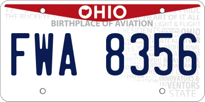 OH license plate FWA8356