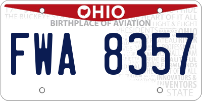 OH license plate FWA8357