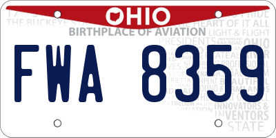 OH license plate FWA8359