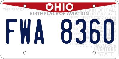 OH license plate FWA8360