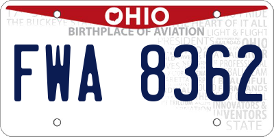 OH license plate FWA8362