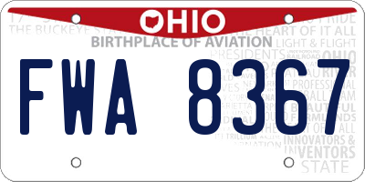 OH license plate FWA8367