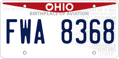 OH license plate FWA8368