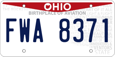 OH license plate FWA8371