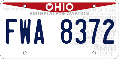 OH license plate FWA8372