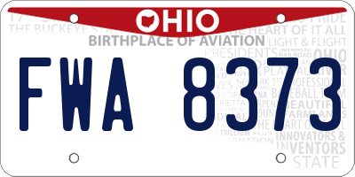 OH license plate FWA8373