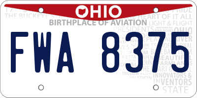 OH license plate FWA8375