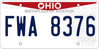 OH license plate FWA8376