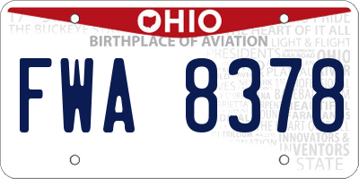 OH license plate FWA8378