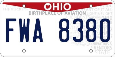 OH license plate FWA8380