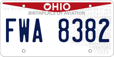 OH license plate FWA8382