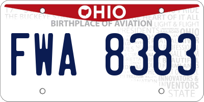 OH license plate FWA8383