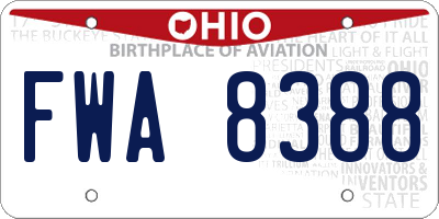 OH license plate FWA8388