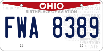 OH license plate FWA8389