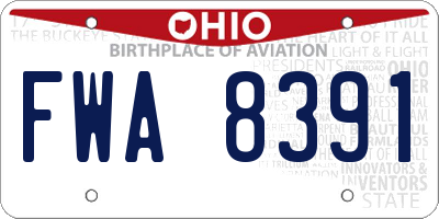 OH license plate FWA8391