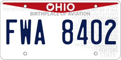 OH license plate FWA8402