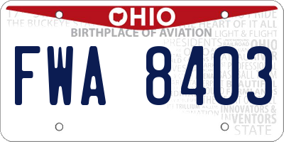 OH license plate FWA8403