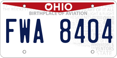 OH license plate FWA8404