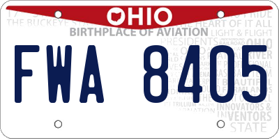 OH license plate FWA8405