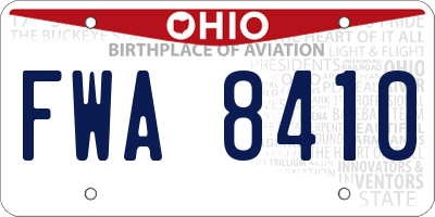 OH license plate FWA8410