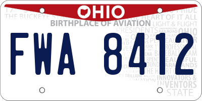 OH license plate FWA8412