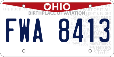 OH license plate FWA8413