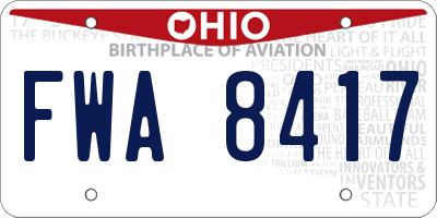 OH license plate FWA8417