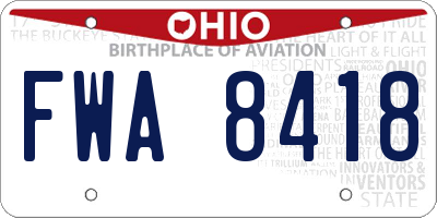 OH license plate FWA8418