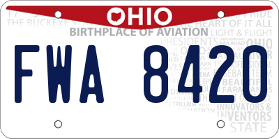 OH license plate FWA8420