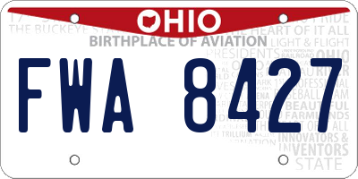 OH license plate FWA8427