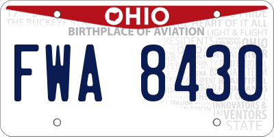 OH license plate FWA8430