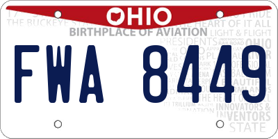 OH license plate FWA8449