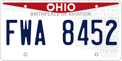 OH license plate FWA8452