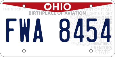 OH license plate FWA8454