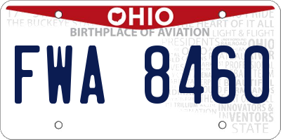 OH license plate FWA8460