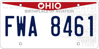 OH license plate FWA8461