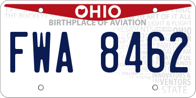 OH license plate FWA8462