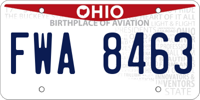 OH license plate FWA8463