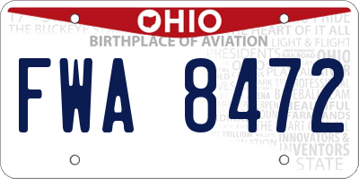 OH license plate FWA8472